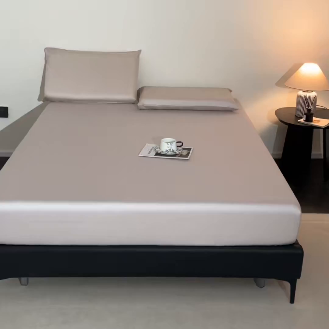 91家纺网 家纺一手货源 找家纺 DC 2026新款莱赛尔天丝纯色单品床笠 浅茶