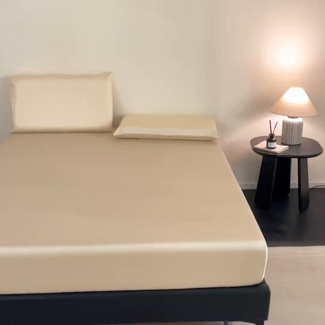 91家纺网 家纺一手货源 找家纺 DC 2026新款莱赛尔天丝纯色单品床笠 卡其