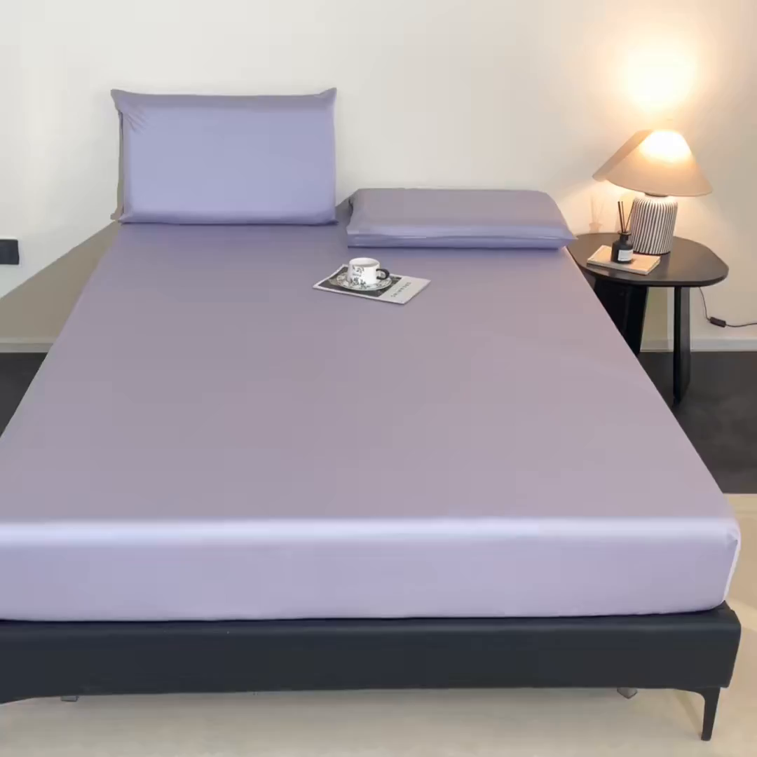 91家纺网 家纺一手货源 找家纺 DC 2026新款莱赛尔天丝纯色单品床笠 风信紫