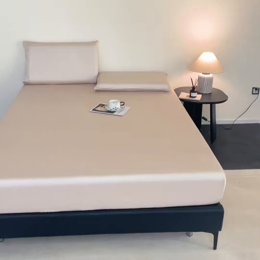 91家纺网 家纺一手货源 找家纺 DC 2026新款莱赛尔天丝纯色单品床笠 流沙灰