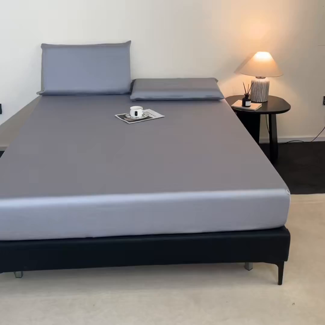 91家纺网 家纺一手货源 找家纺 DC 2026新款莱赛尔天丝纯色单品床笠 极光蓝