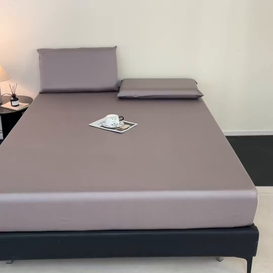 91家纺网 家纺一手货源 找家纺 DC 2026新款莱赛尔天丝纯色单品床笠 经典灰