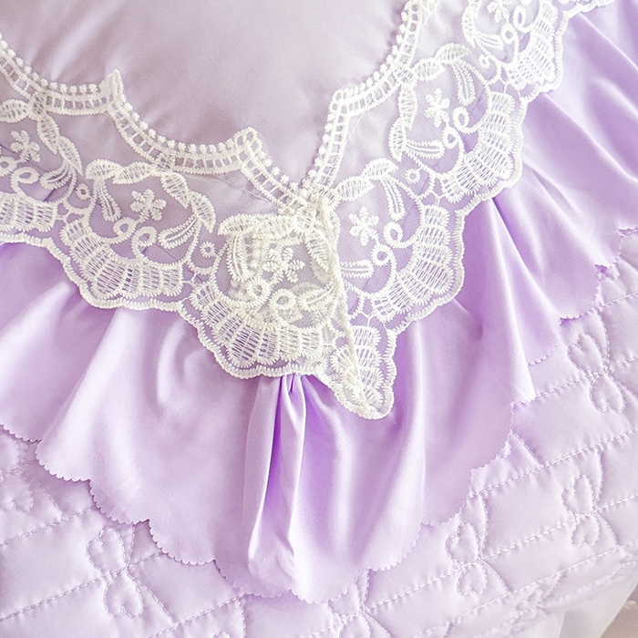 91家纺网 家纺一手货源 找家纺 苏米娜家纺SUMINA 2026韩版亲肤水洗棉公主风床盖款系列-花涧绣梦 花涧绣梦-优雅紫