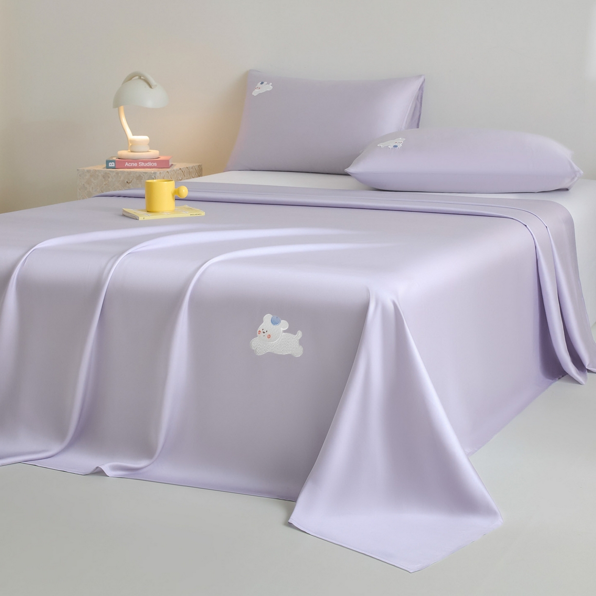 91家纺网 家纺一手货源 找家纺 （总）DC 2026新款莱赛尔天丝卡通刺绣单品床单