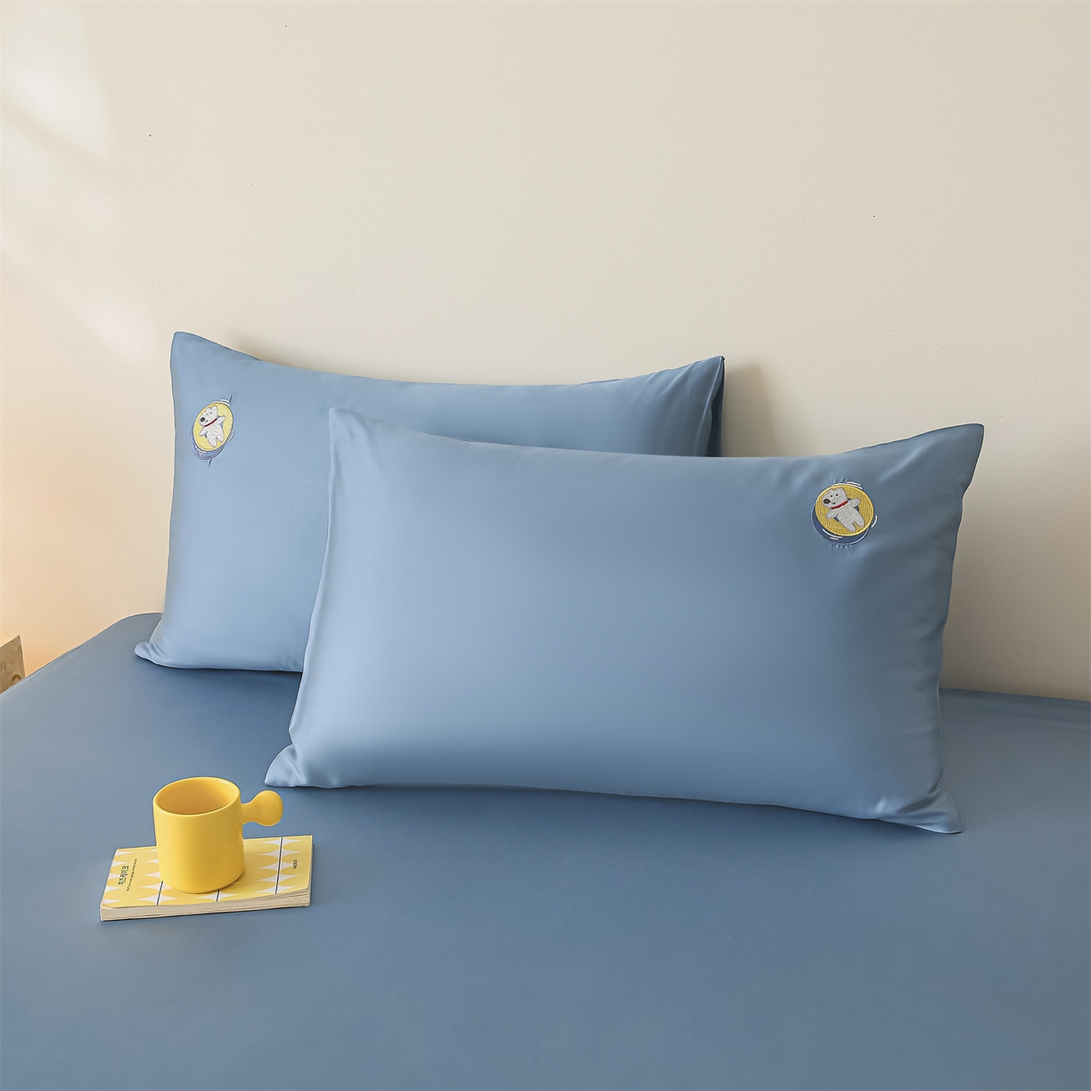 91家纺网 家纺一手货源 找家纺 DC 2026新款莱赛尔天丝卡通刺绣单品床笠 梵高蓝