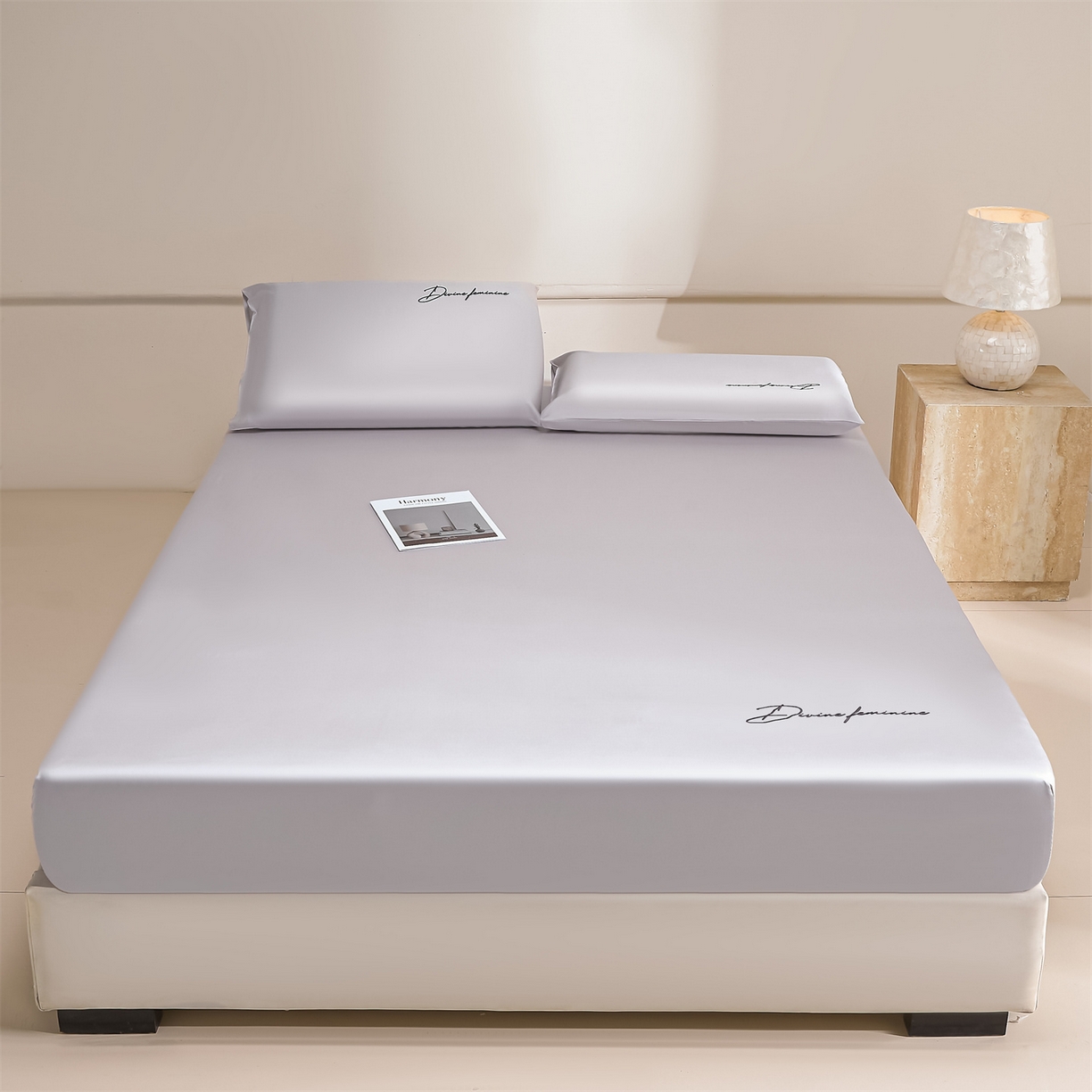 91家纺网 家纺一手货源 找家纺 DC 2026新款莱赛尔天丝轻奢刺绣单品床笠 流沙灰