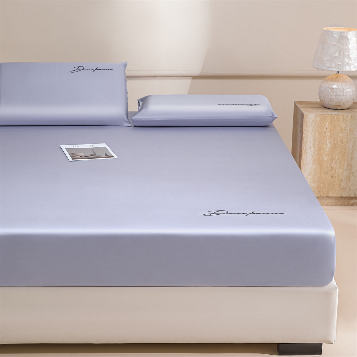 91家纺网 家纺一手货源 找家纺 DC 2026新款莱赛尔天丝轻奢刺绣单品床笠 风信紫