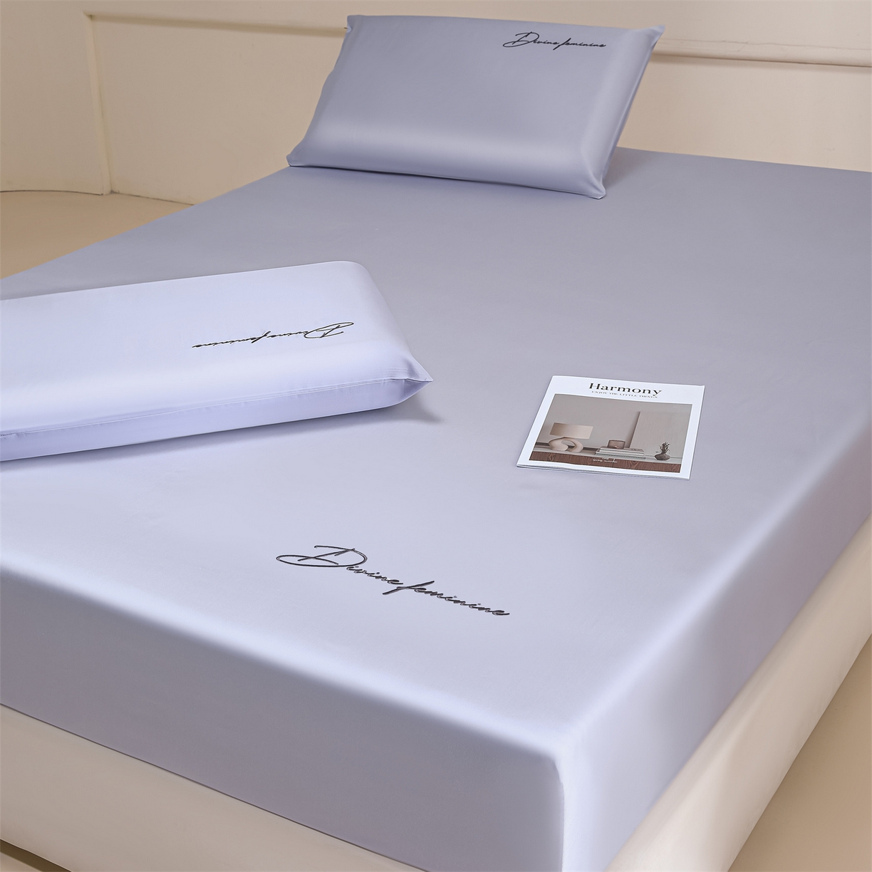 91家纺网 家纺一手货源 找家纺 DC 2026新款莱赛尔天丝轻奢刺绣单品床笠 风信紫