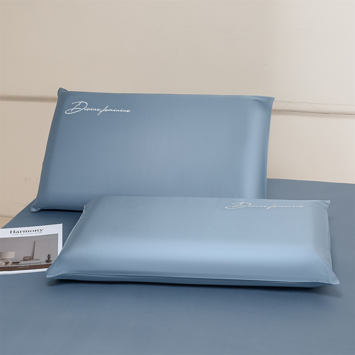 91家纺网 家纺一手货源 找家纺 DC 2026新款莱赛尔天丝轻奢刺绣单品床笠 梵高蓝