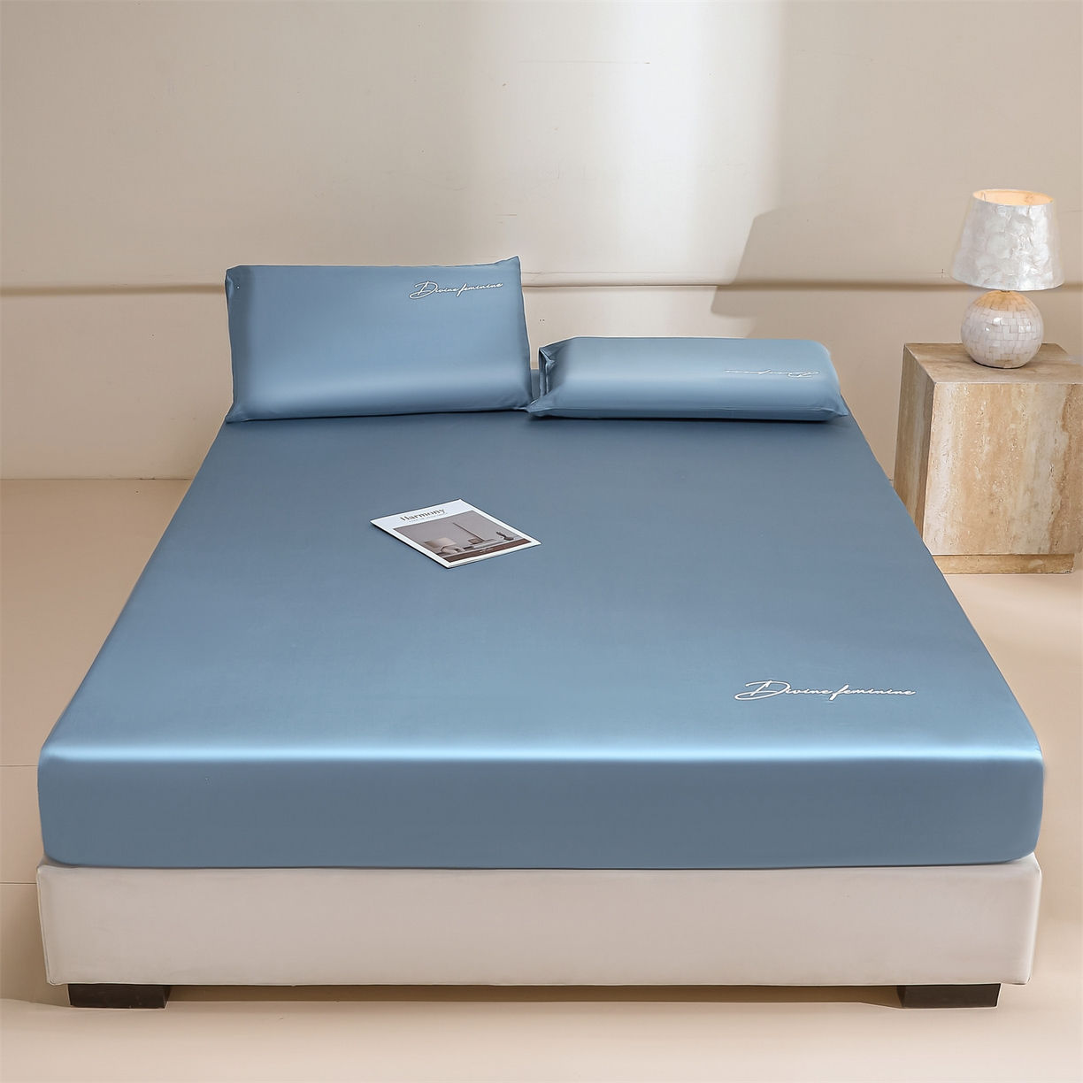 91家纺网 家纺一手货源 找家纺 DC 2026新款莱赛尔天丝轻奢刺绣单品床笠 梵高蓝