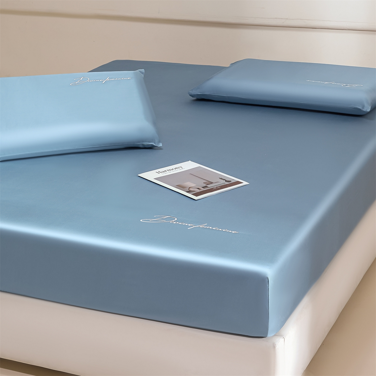 91家纺网 家纺一手货源 找家纺 DC 2026新款莱赛尔天丝轻奢刺绣单品床笠 梵高蓝