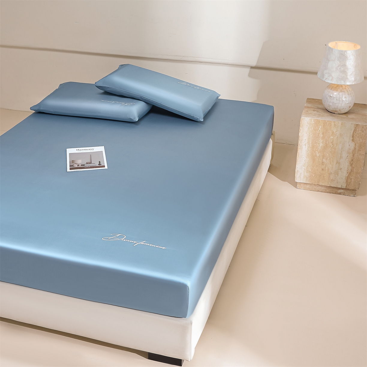 91家纺网 家纺一手货源 找家纺 DC 2026新款莱赛尔天丝轻奢刺绣单品床笠 梵高蓝