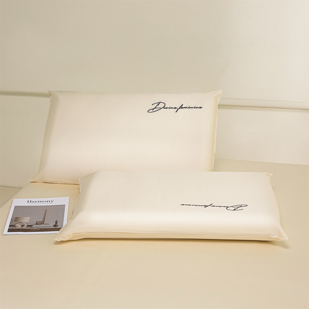 91家纺网 家纺一手货源 找家纺 DC 2026新款莱赛尔天丝轻奢刺绣单品床笠 元气白桃