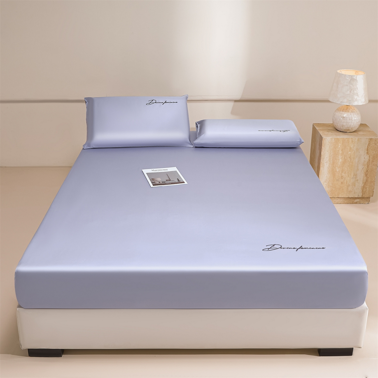 91家纺网 家纺一手货源 找家纺 DC 2026新款莱赛尔天丝轻奢刺绣单品床笠 风信紫