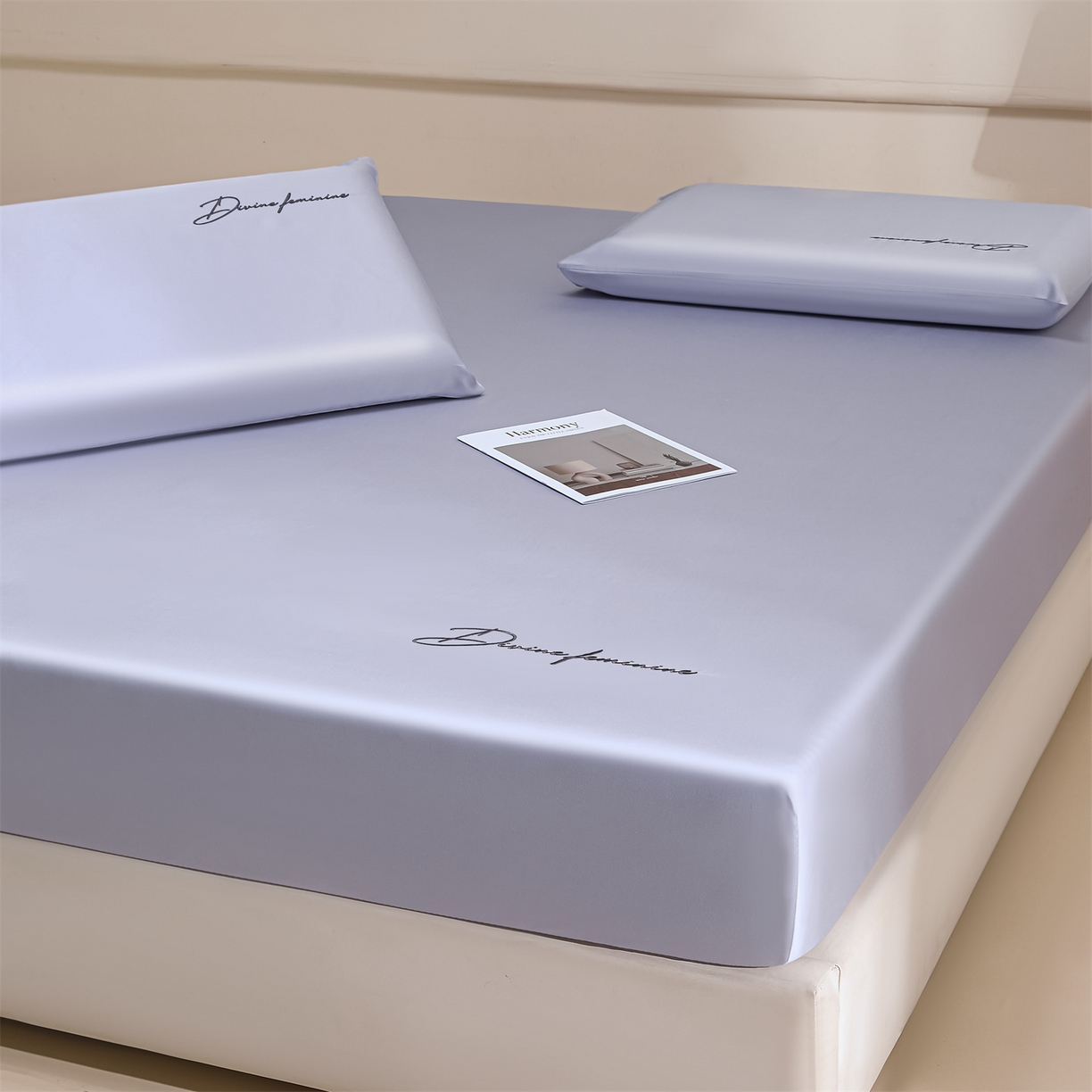 91家纺网 家纺一手货源 找家纺 DC 2026新款莱赛尔天丝轻奢刺绣单品床笠 风信紫