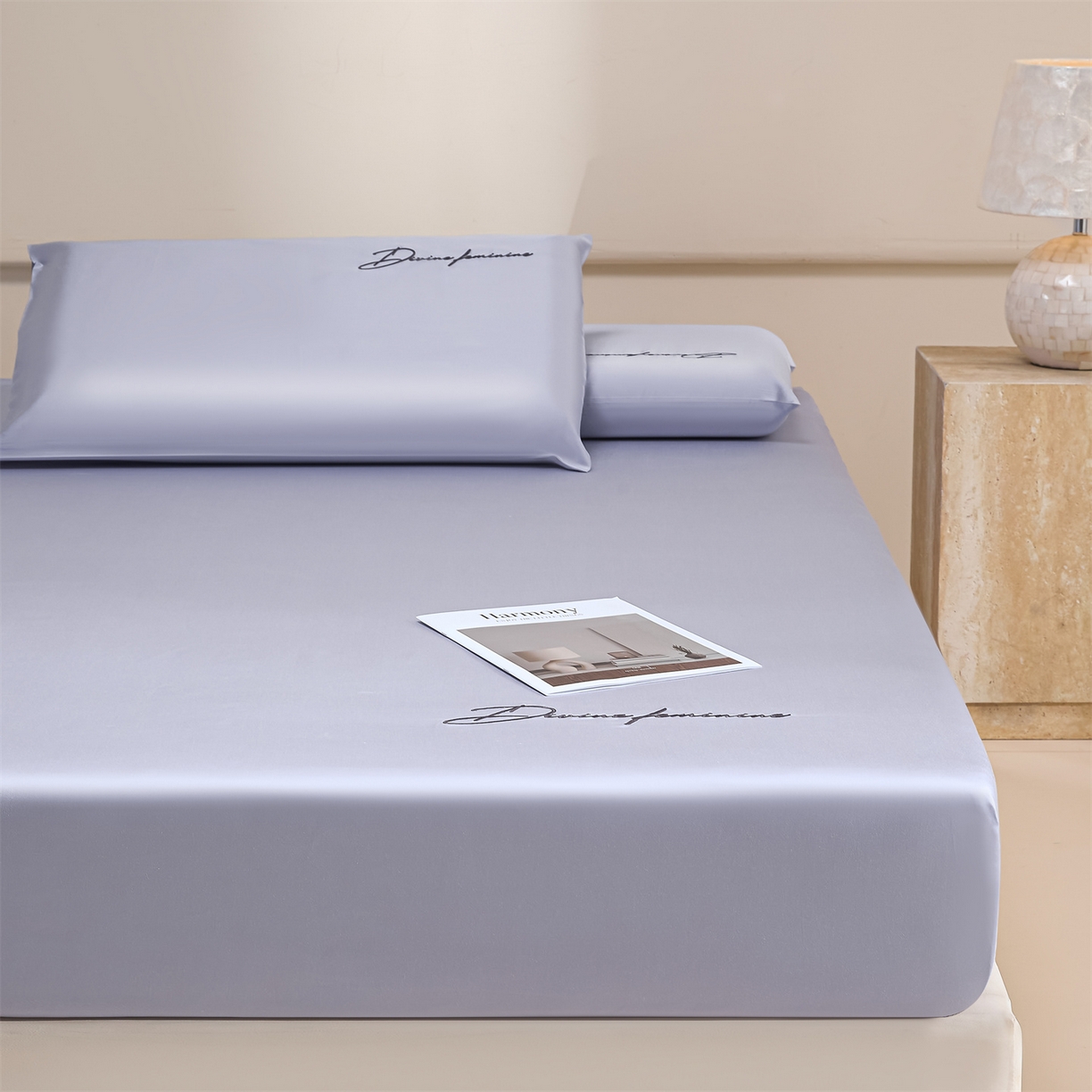 91家纺网 家纺一手货源 找家纺 DC 2026新款莱赛尔天丝轻奢刺绣单品床笠 风信紫