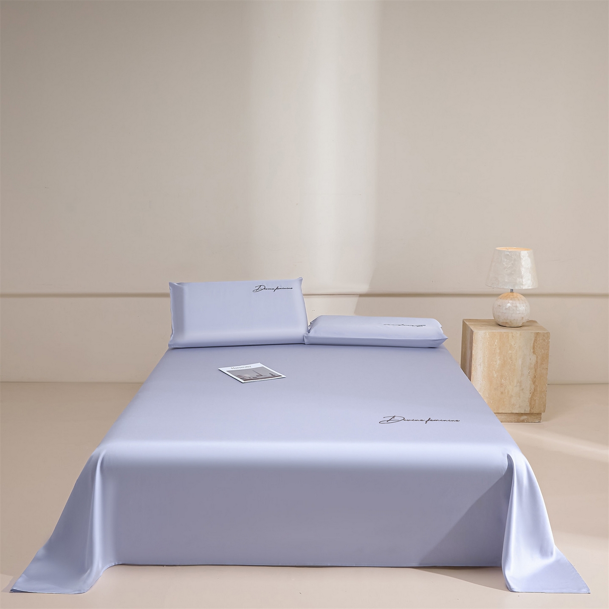 91家纺网 家纺一手货源 找家纺 DC 2026新款莱赛尔天丝轻奢刺绣单品床单 风信紫