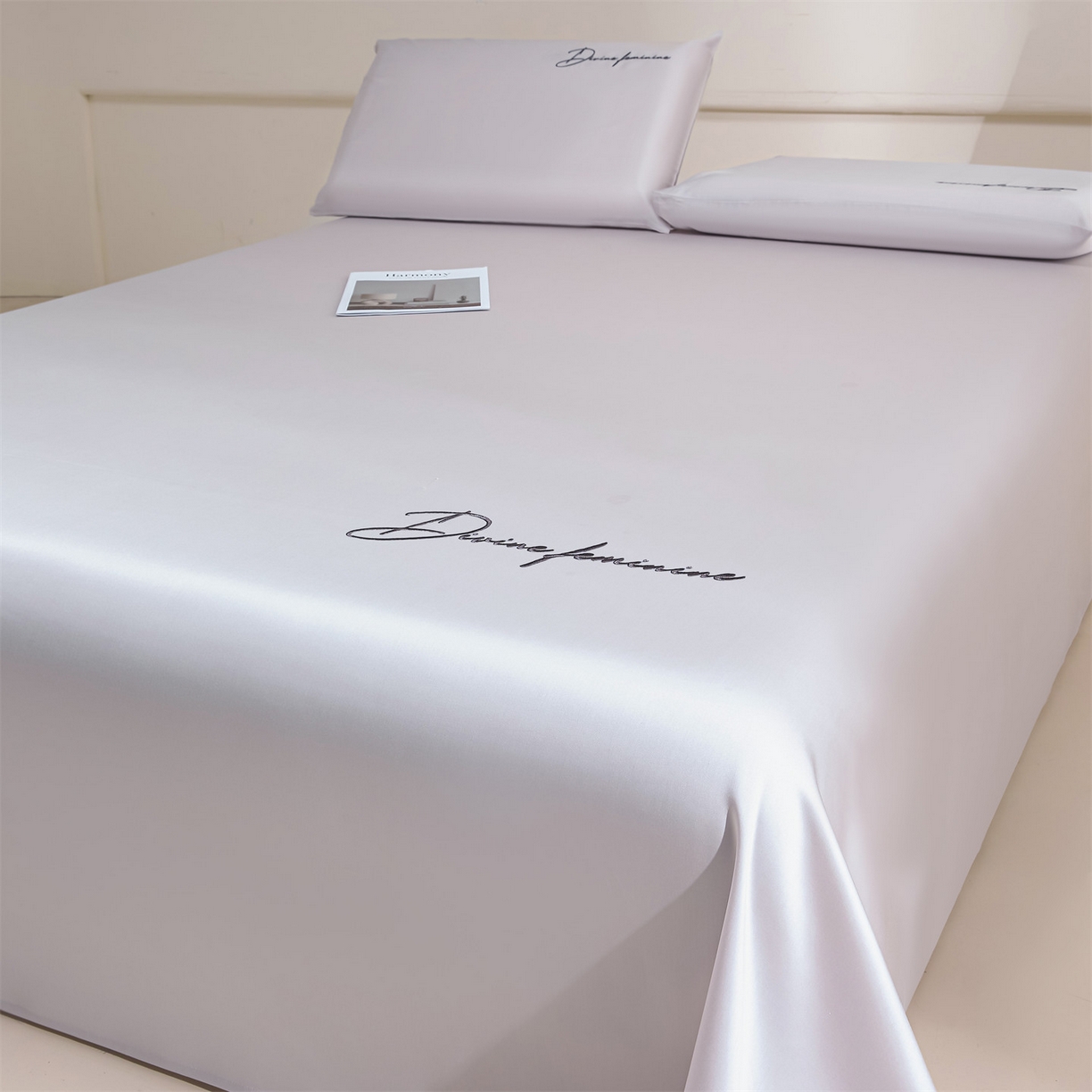 91家纺网 家纺一手货源 找家纺 DC 2026新款莱赛尔天丝轻奢刺绣单品床单 流沙灰