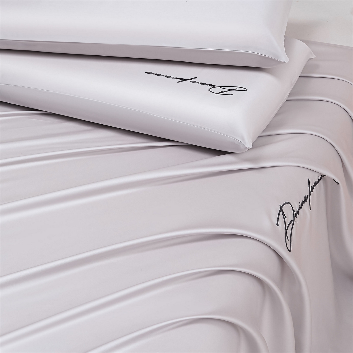 91家纺网 家纺一手货源 找家纺 DC 2026新款莱赛尔天丝轻奢刺绣单品床单 流沙灰