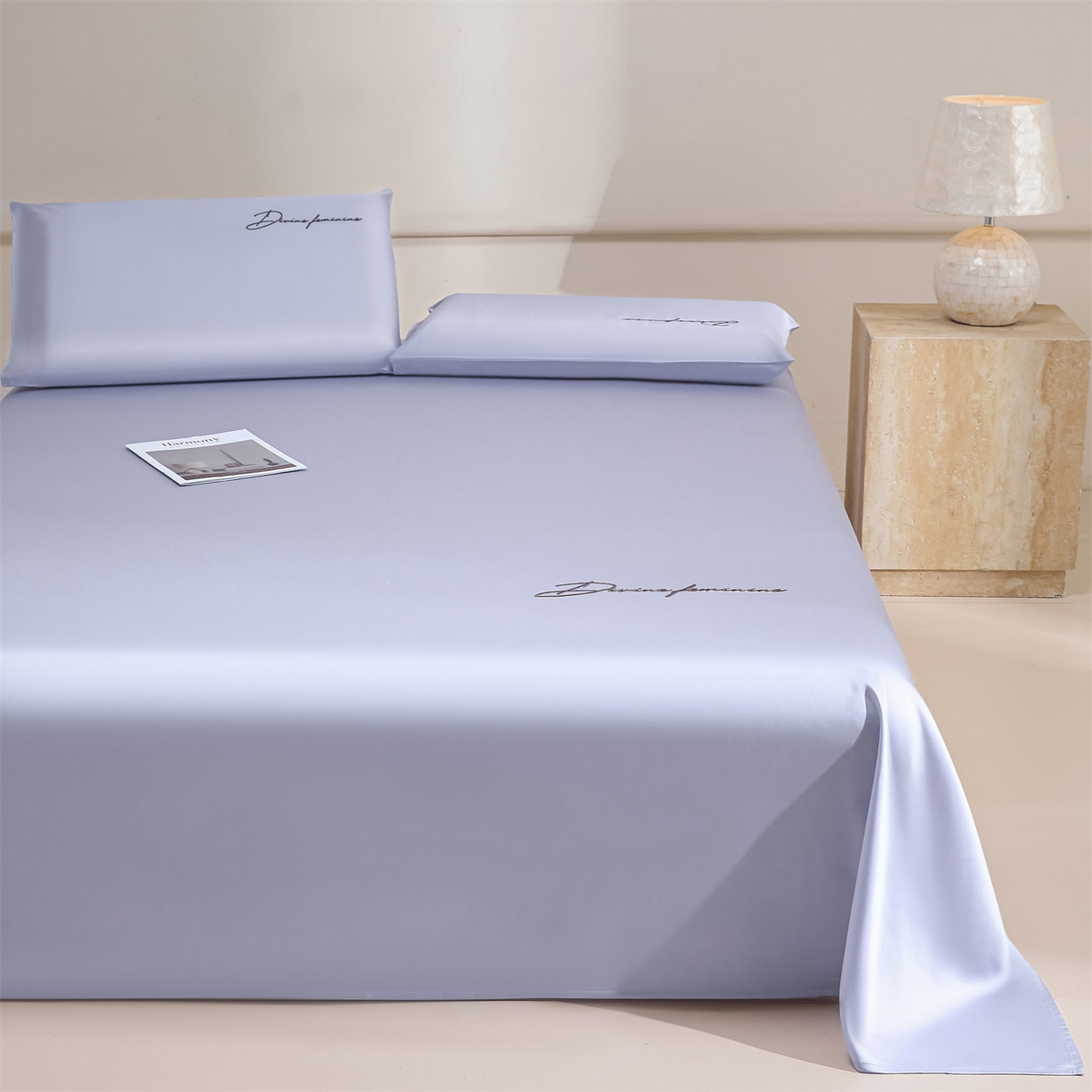 91家纺网 家纺一手货源 找家纺 DC 2026新款莱赛尔天丝轻奢刺绣单品床单 风信紫