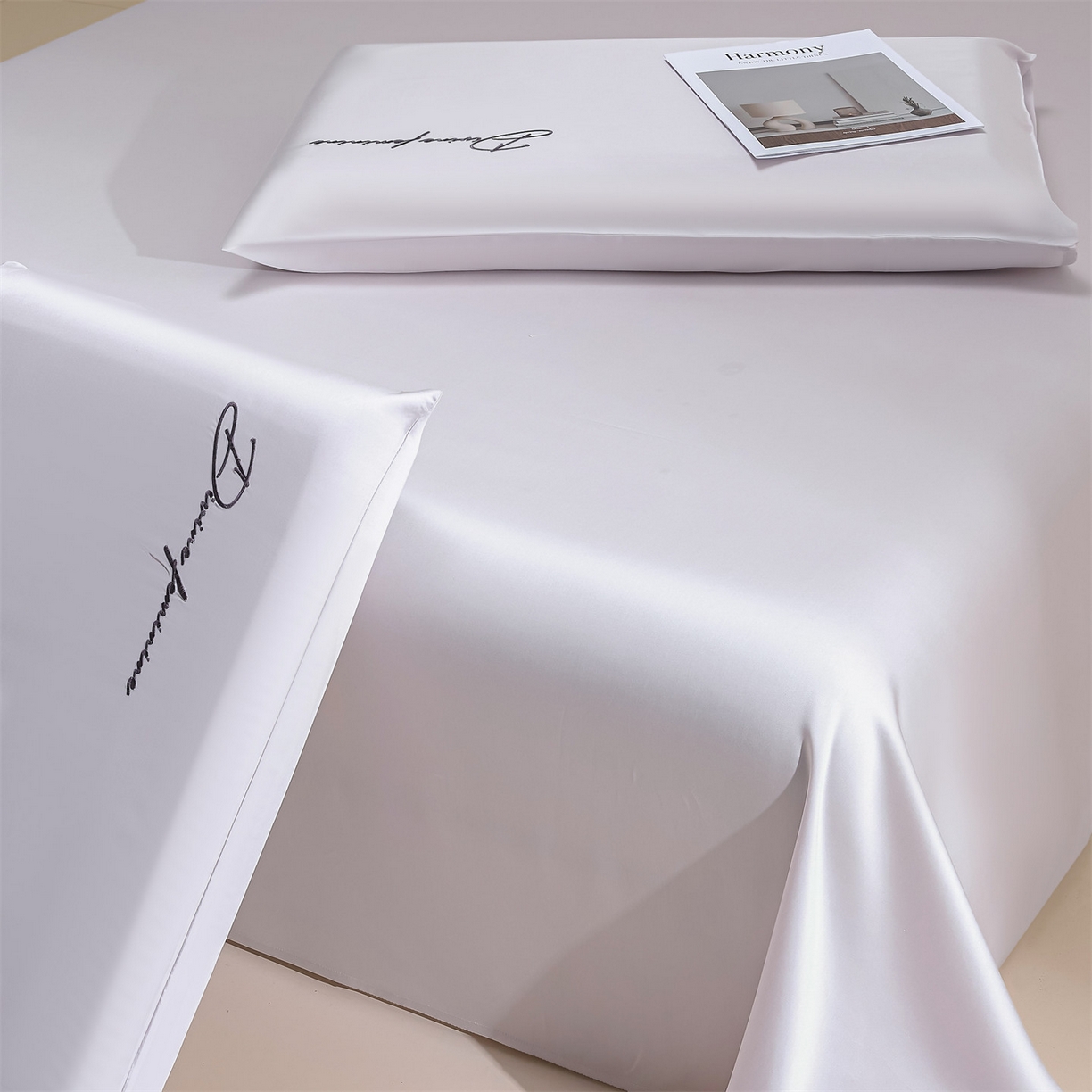 91家纺网 家纺一手货源 找家纺 DC 2026新款莱赛尔天丝轻奢刺绣单品床单 流沙灰