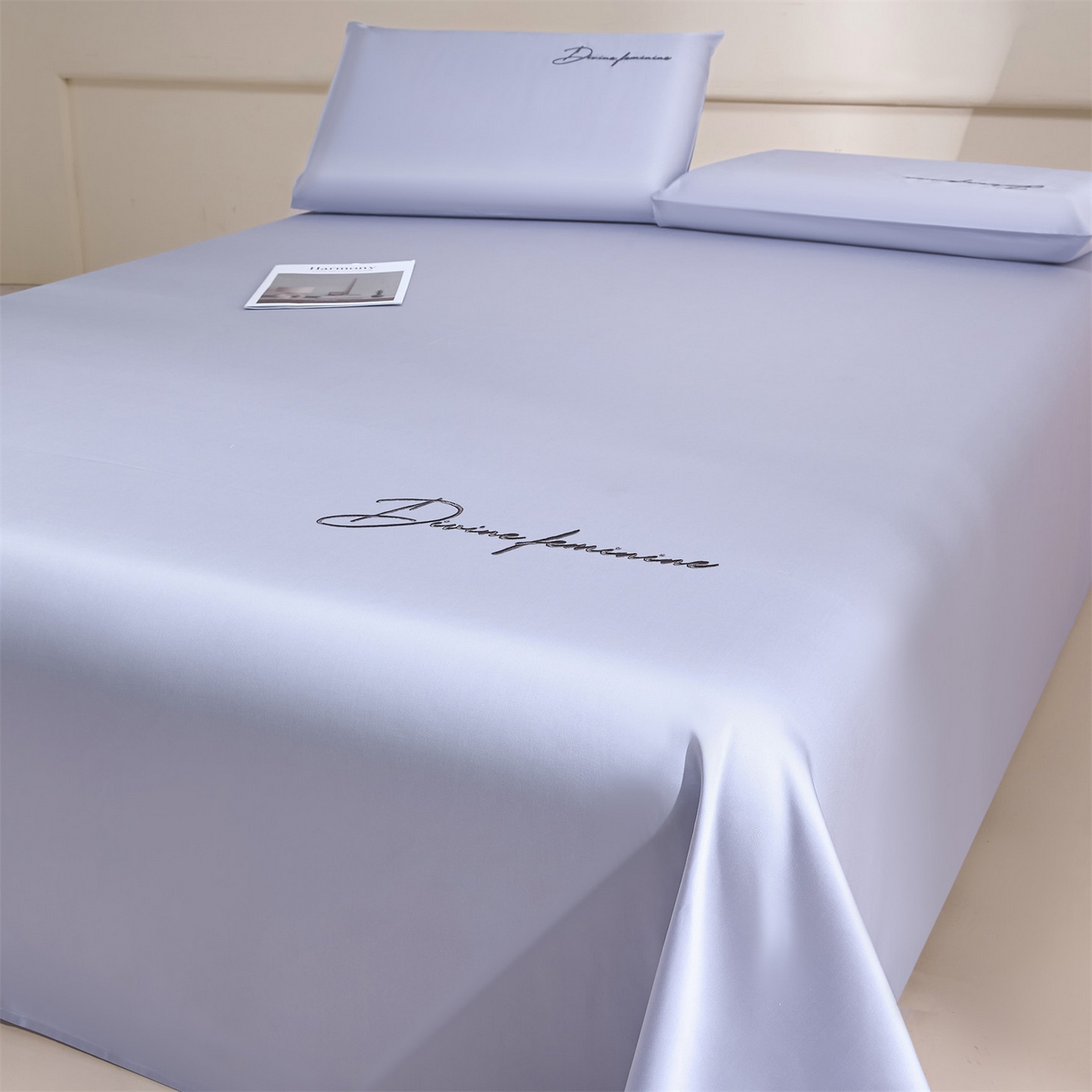 91家纺网 家纺一手货源 找家纺 DC 2026新款莱赛尔天丝轻奢刺绣单品床单 风信紫