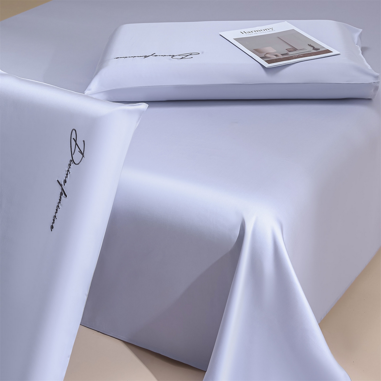 91家纺网 家纺一手货源 找家纺 DC 2026新款莱赛尔天丝轻奢刺绣单品床单 风信紫