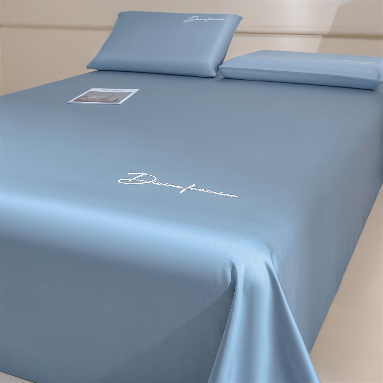 91家纺网 家纺一手货源 找家纺 DC 2026新款莱赛尔天丝轻奢刺绣单品床单 梵高蓝