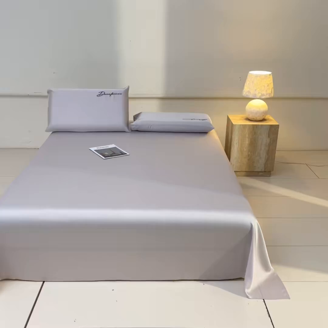 91家纺网 家纺一手货源 找家纺 DC 2026新款莱赛尔天丝轻奢刺绣单品床单 流沙灰