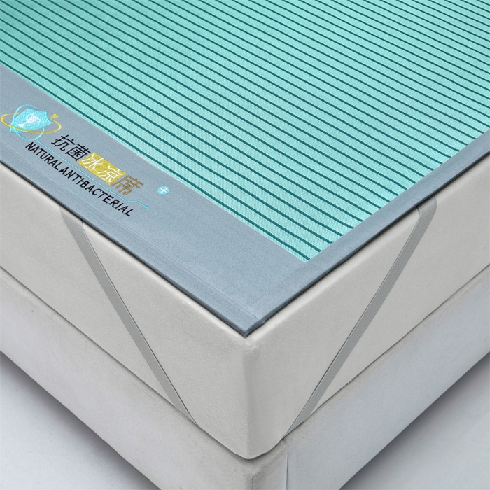 91家纺网 家纺一手货源 找家纺 航途席业 2026新款抗菌冰凉席饼干条纹无纺布凉席席子 素夏 薄荷绿