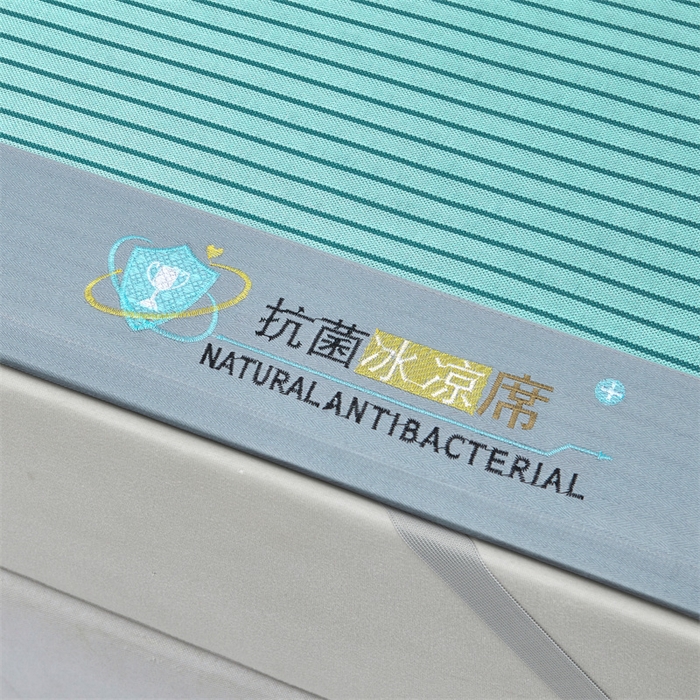 91家纺网 家纺一手货源 找家纺 航途席业 2026新款抗菌冰凉席饼干条纹无纺布凉席席子 素夏 薄荷绿