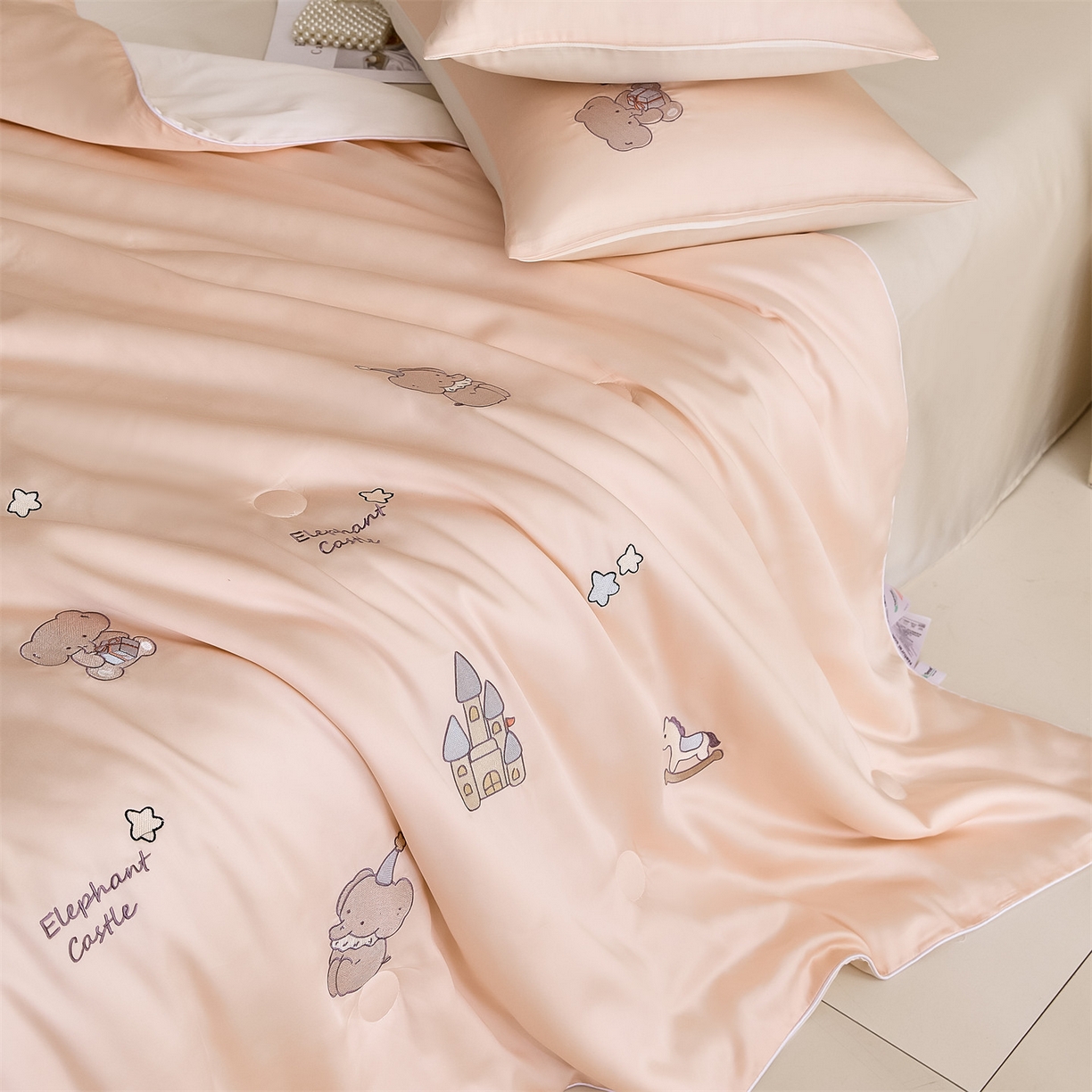 91家纺网 家纺一手货源 找家纺 （总）DC 2026新款A类兰精天丝麻绳平绣系列夏被四件套