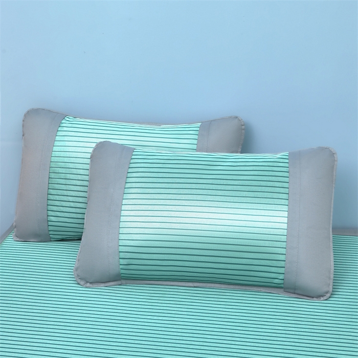 91家纺网 家纺一手货源 找家纺 航途席业 2026新款抗菌冰凉席饼干条纹无纺布凉席席子 素夏 薄荷绿