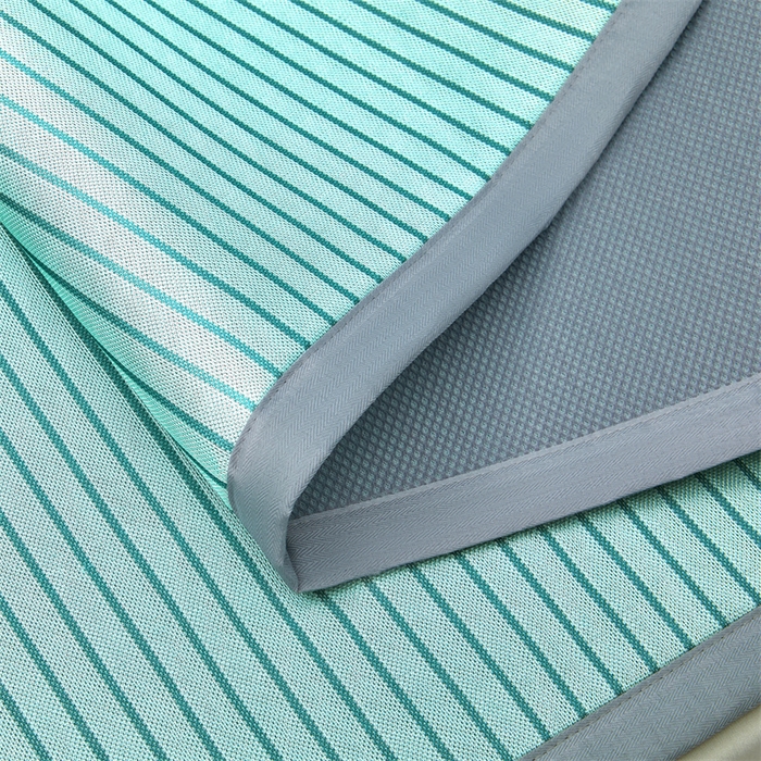 91家纺网 家纺一手货源 找家纺 航途席业 2026新款抗菌冰凉席饼干条纹无纺布凉席席子 素夏 薄荷绿