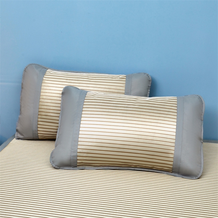 91家纺网 家纺一手货源 找家纺 航途席业 2026新款抗菌冰凉席饼干条纹无纺布凉席席子 素夏 星光银