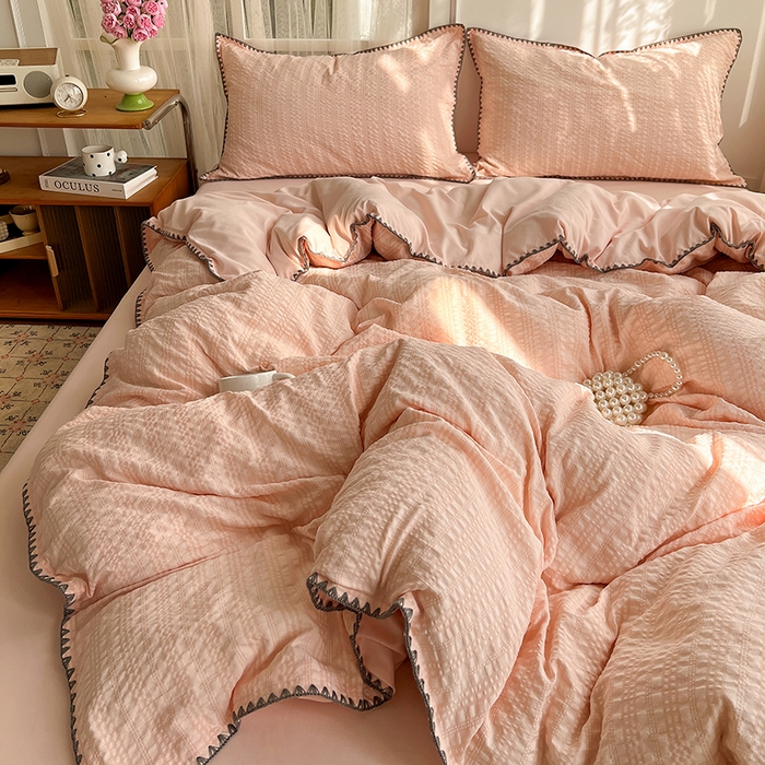 91家纺网 家纺一手货源 找家纺 （总）鑫佳居 2026新款纯色三角针四件套