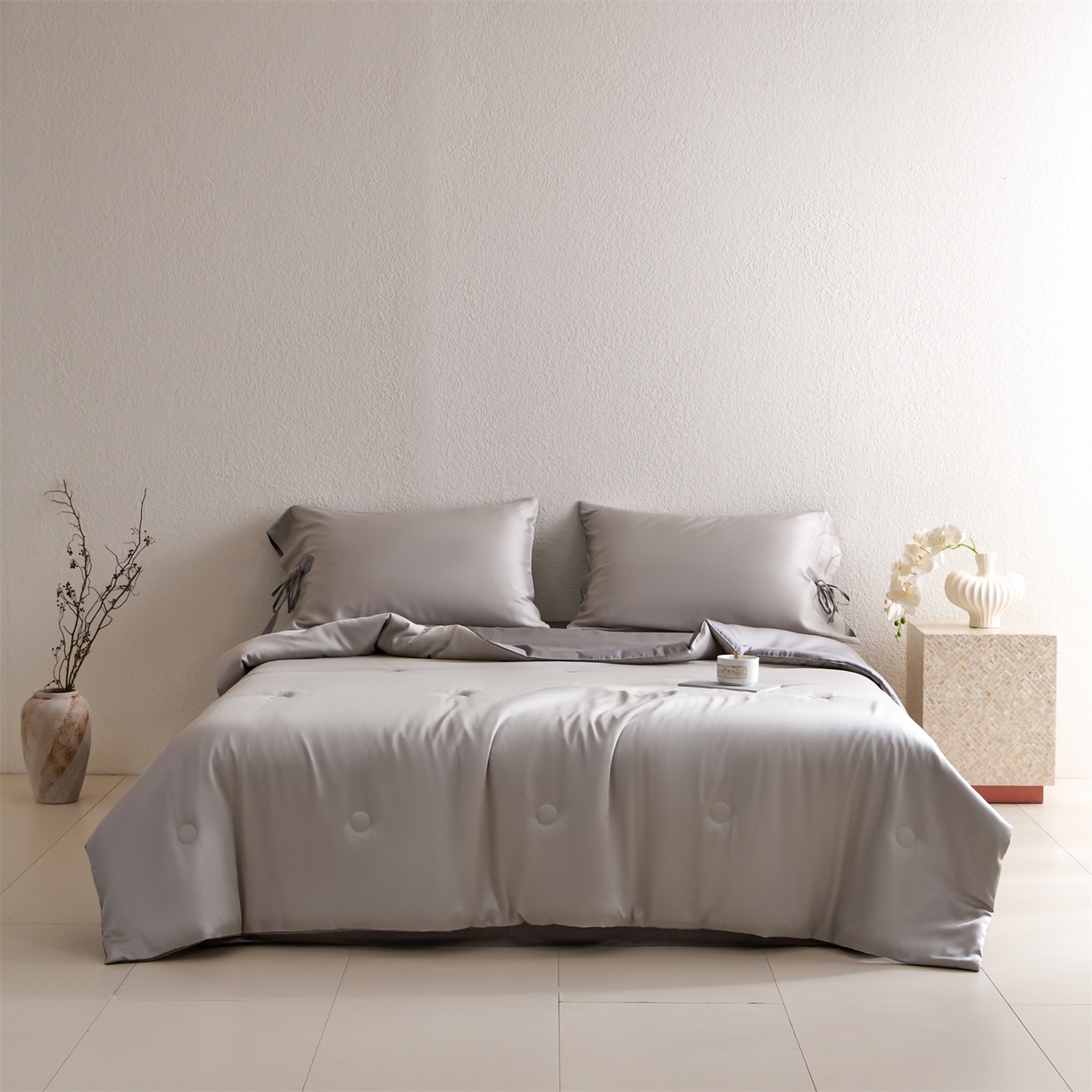 91家纺网 家纺一手货源 找家纺 （总）DC 2026新款A类兰精天丝玫瑰压线抽绳款夏被四件套--日落玫瑰系列