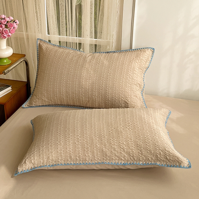 91家纺网 家纺一手货源 找家纺 鑫佳居 2026新款纯色三角针四件套 三角针-焦糖奶茶