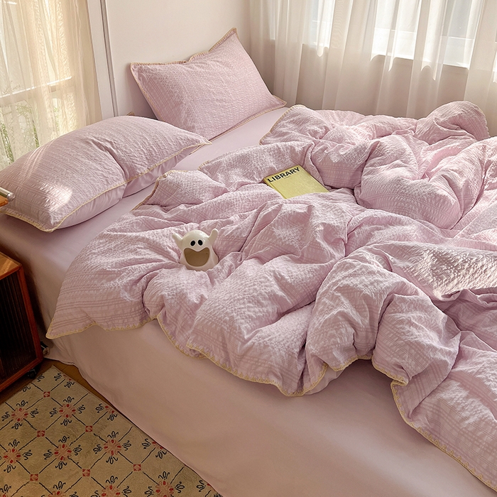 91家纺网 家纺一手货源 找家纺 鑫佳居 2026新款纯色三角针四件套 三角针-葡萄啵啵