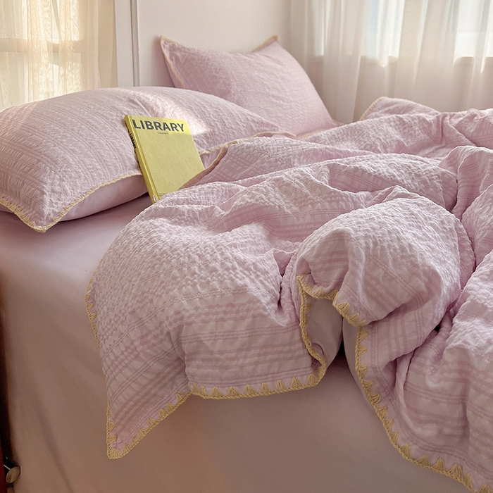 91家纺网 家纺一手货源 找家纺 鑫佳居 2026新款纯色三角针四件套 三角针-葡萄啵啵