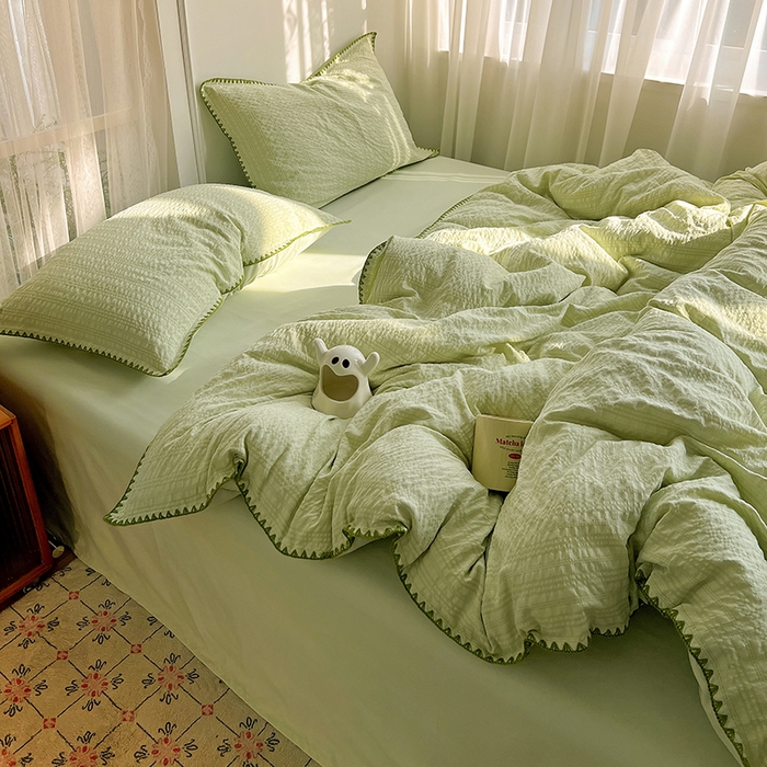 91家纺网 家纺一手货源 找家纺 鑫佳居 2026新款纯色三角针四件套 三角针-青提气泡