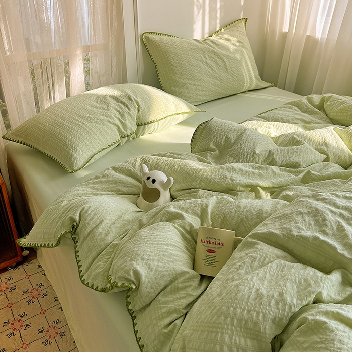 91家纺网 家纺一手货源 找家纺 鑫佳居 2026新款纯色三角针四件套 三角针-青提气泡