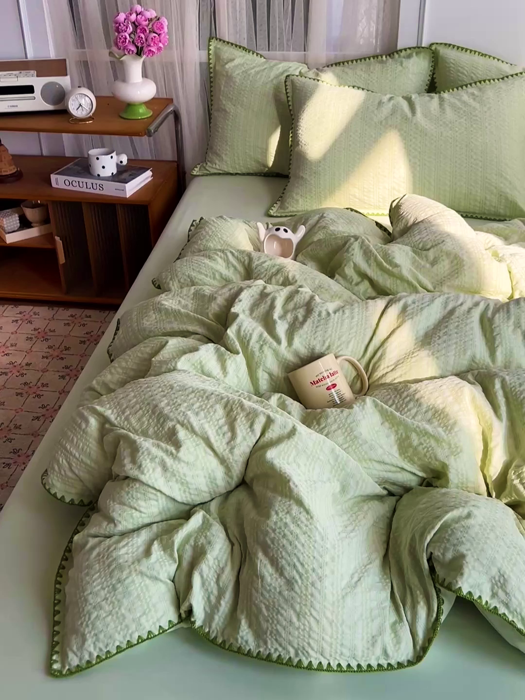 91家纺网 家纺一手货源 找家纺 鑫佳居 2026新款纯色三角针四件套 三角针-青提气泡