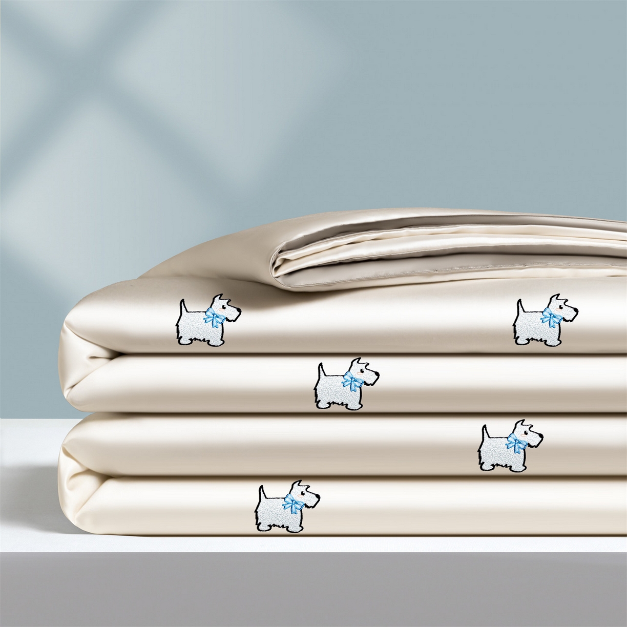 91家纺网 家纺一手货源 找家纺 无界 2026新款水洗真丝夏被-散点-贝尔 贝尔 元气白桃+冰川灰（小狗）