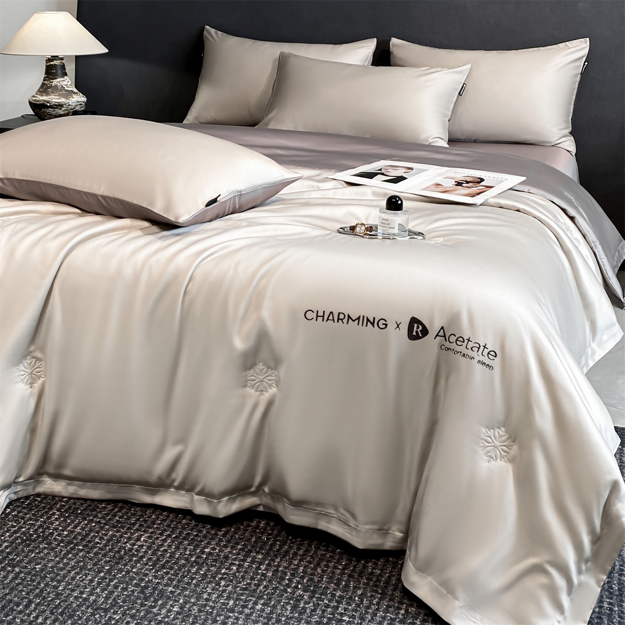 91家纺网 家纺一手货源 找家纺 （总）无界 2026新款水洗真丝夏被-雪花绗缝压线-莱拉