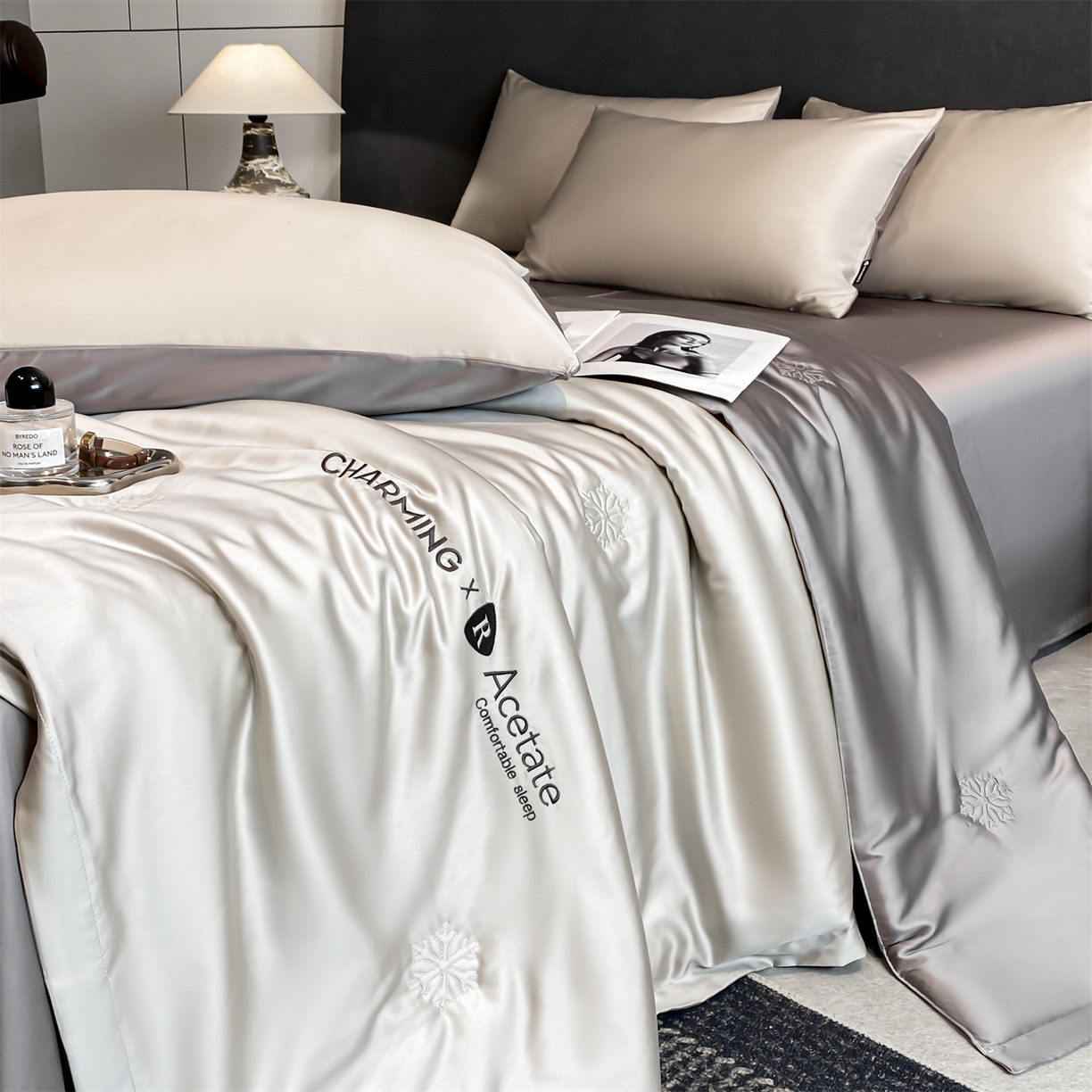 91家纺网 家纺一手货源 找家纺 （总）无界 2026新款水洗真丝夏被-雪花绗缝压线-莱拉