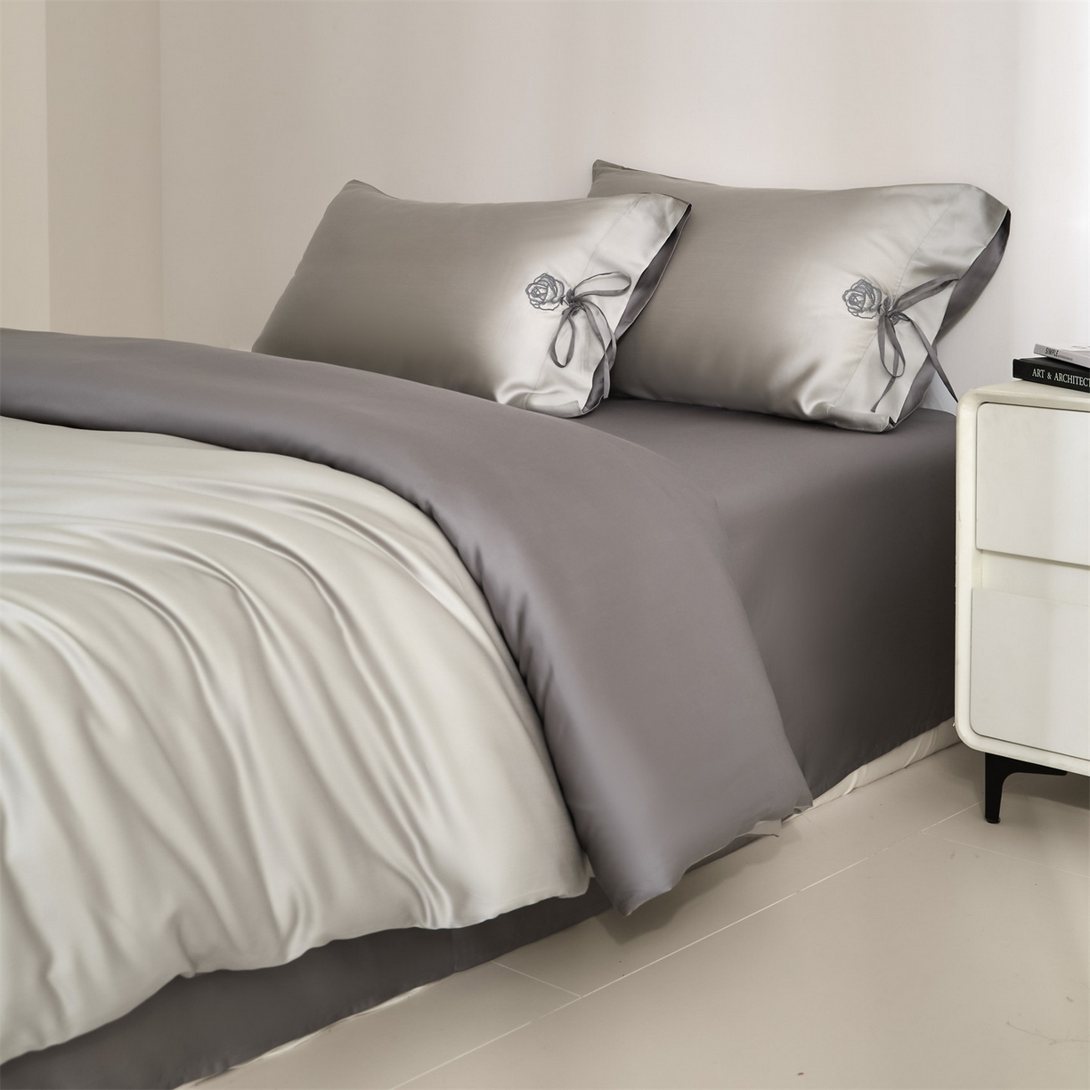 91家纺网 家纺一手货源 找家纺 （总）DC 2026新款天丝玫瑰压线抽绳四件套--日落玫瑰系列