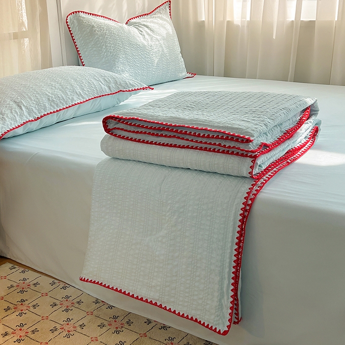 91家纺网 家纺一手货源 找家纺 （总）鑫佳居 2026新款三角针纯色夏被夏凉被空调被四件套