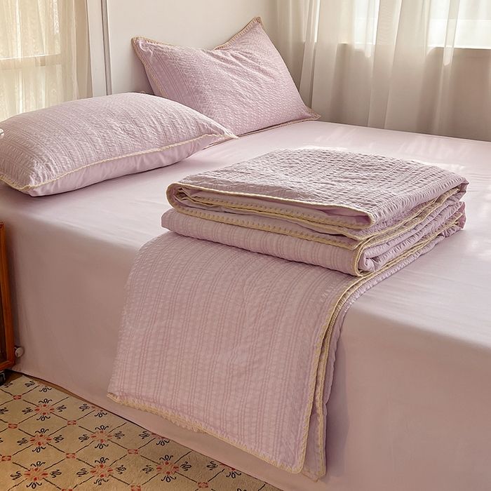 91家纺网 家纺一手货源 找家纺 （总）鑫佳居 2026新款三角针纯色夏被夏凉被空调被四件套