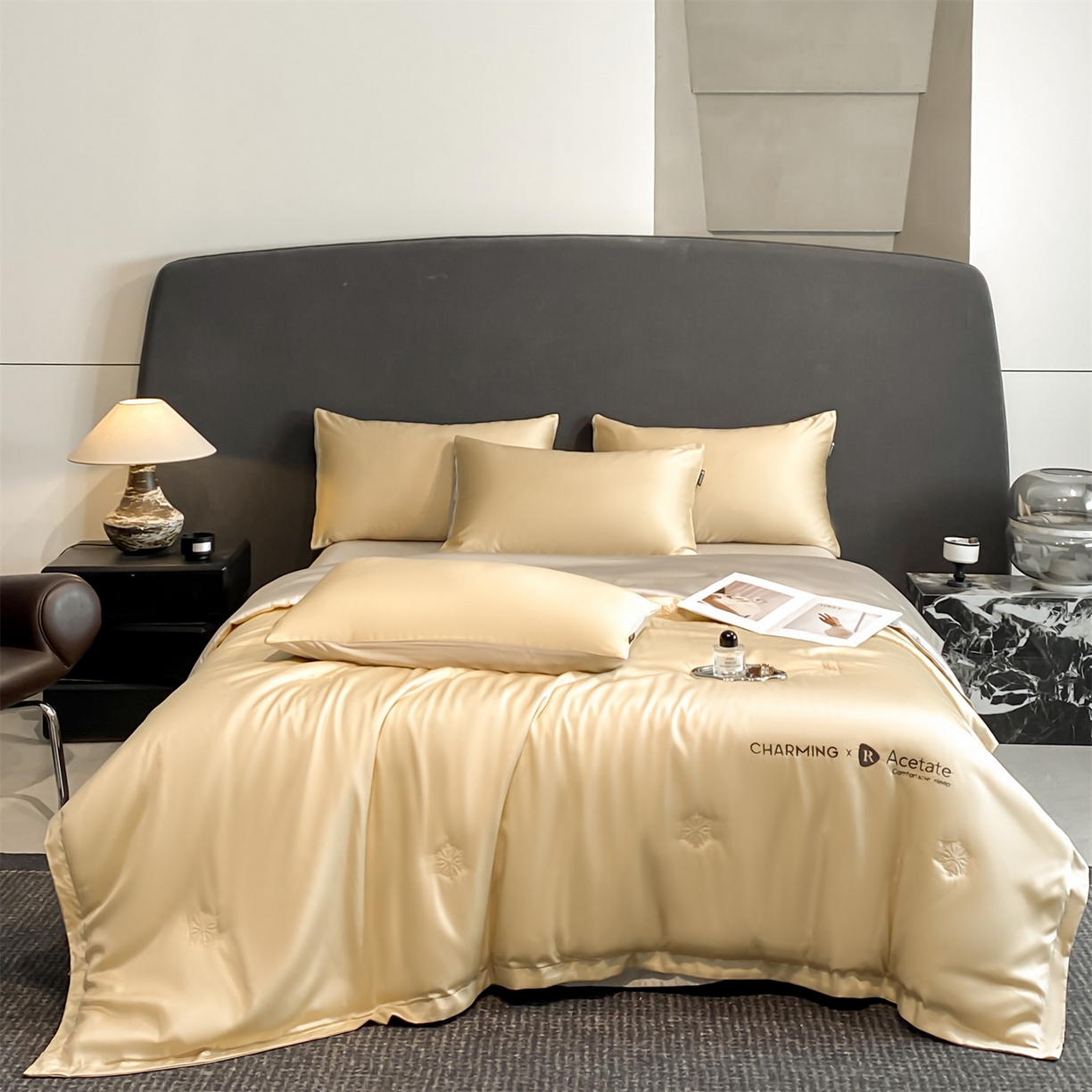 91家纺网 家纺一手货源 找家纺 无界 2026新款水洗真丝夏被-雪花绗缝压线-莱拉 莱拉 奶茶色+冰川灰